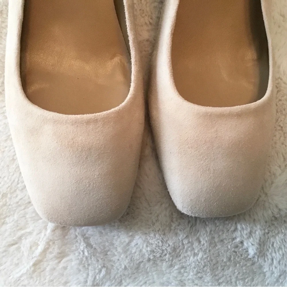 Talbots Nude Beige Suede Block Heel Pumps